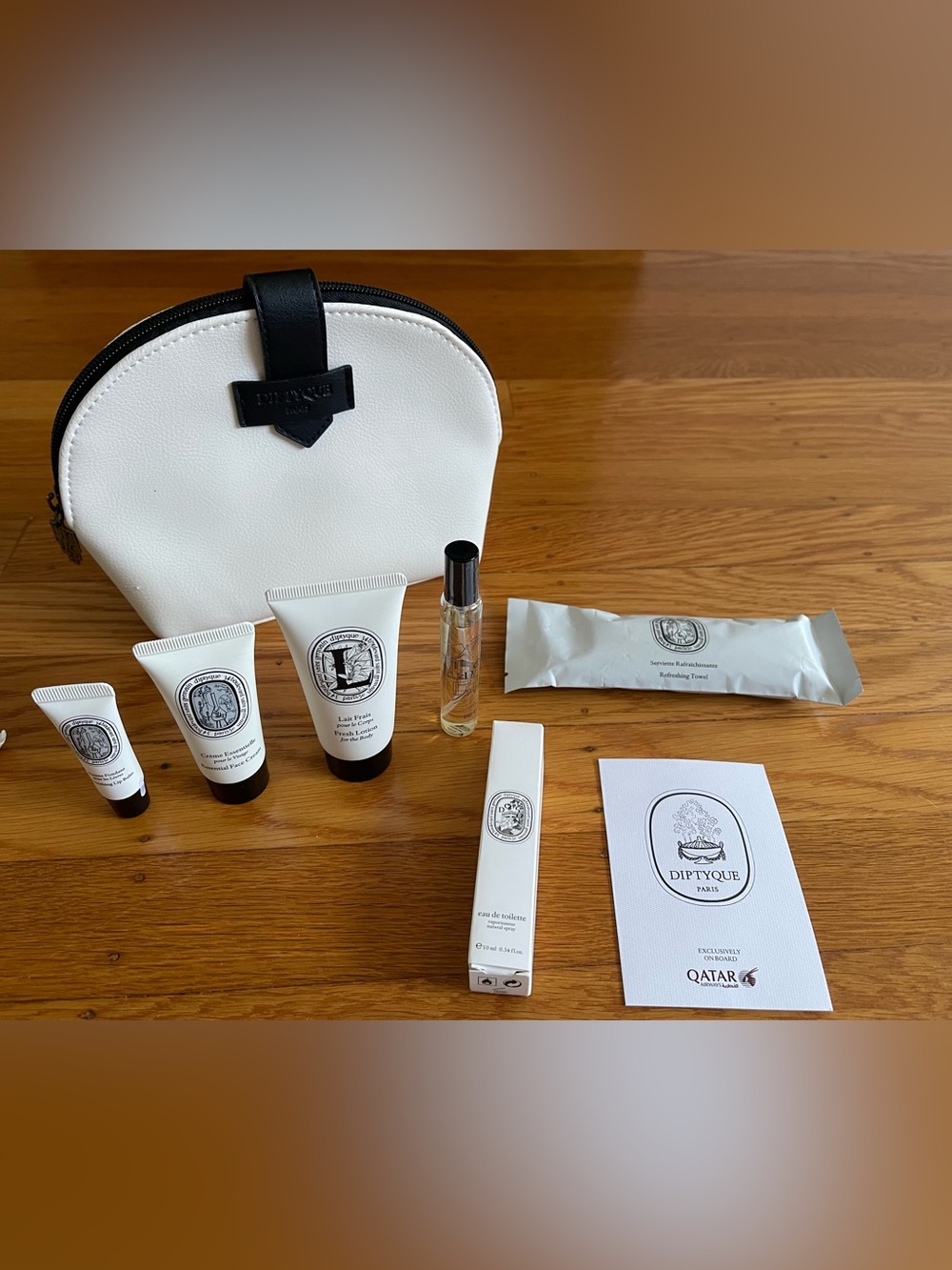diptyque White and Black Travel Cosmetic Pouch with Skincare Qatar